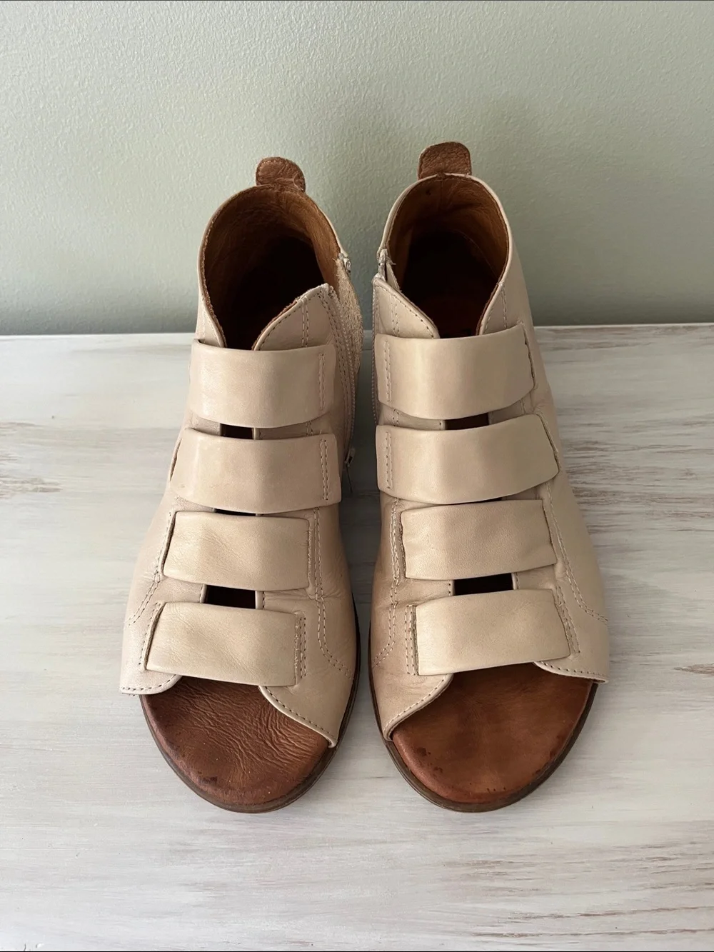 Miz Mooz Beige Leather  Sandal Booties